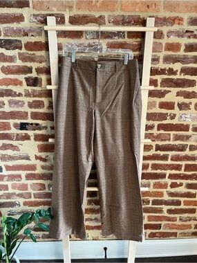 & Other Stories Brown Plaid Wide-Leg Trousers